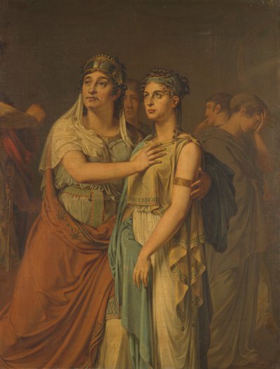 Las actrices Joanna Cornelia Ziesenis-Wattier y Geertruida Jacoba Grevelink-Hilverdink en Ifigenia de Jean Racine de Louis Moritz